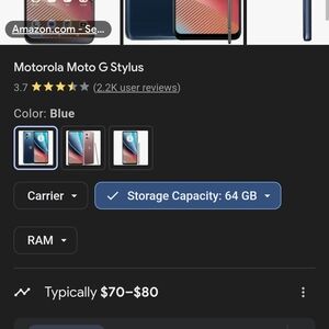 Motorola Blue Cell Phone with 64GB Storage